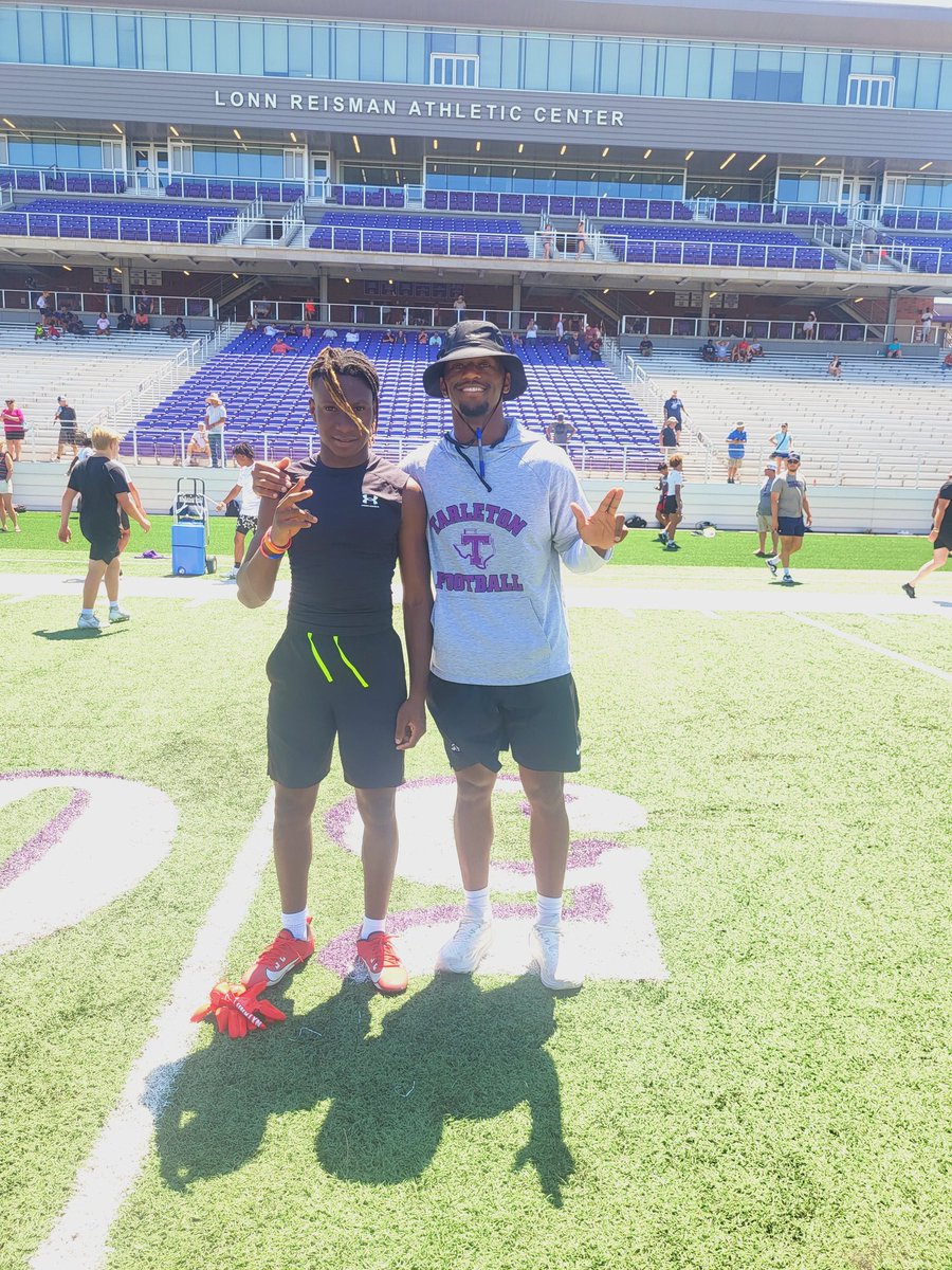 Kennethpeckjr4's tweet photo. Great camp put on by @TarletonState  and the coaches. I learned a lot and met great coaches @TarletonFB @beasley_coach https://t.co/HAzc11Jl3y