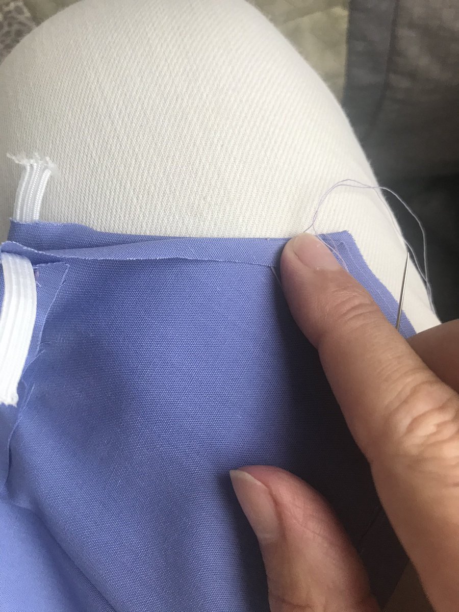 FredTedOlga's tweet photo. Ten #ShortsTutorial obviously this can be done on a machine if you are lucky enough to have access to one. Now before you gather your elastic you need to sort out the back seam. If you need to leave tail space you can sew both sides independently and then sew them together https://t.co/lVI20ETgDA