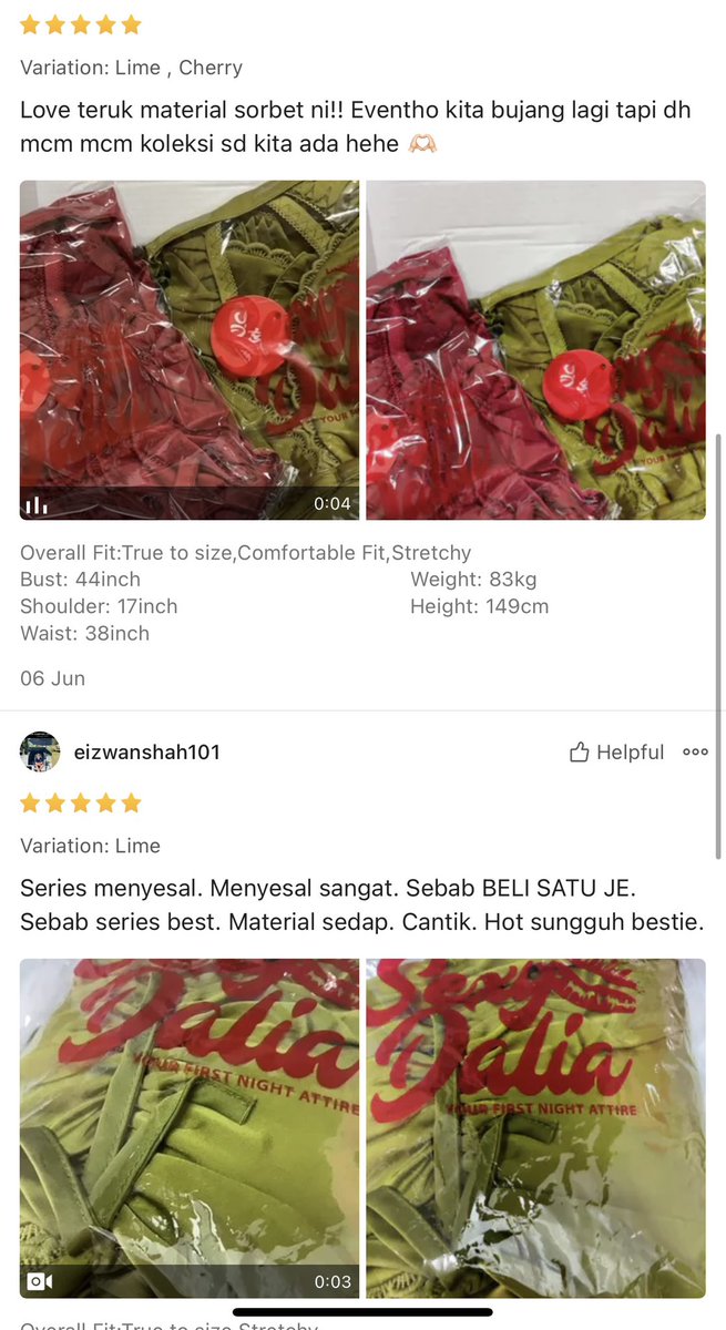 bungasunti9's tweet photo. Aku teracun dgn feedback dorg ni HAHHAHA. Dah beli mmg berbaloi. Tips dia jgn beli 1, kena beli 3 baru baloi sbb ada combi price 3 rm100 tak silap 🤑🤑 (boleh campur design lain) https://t.co/CbOnyNMEzA
