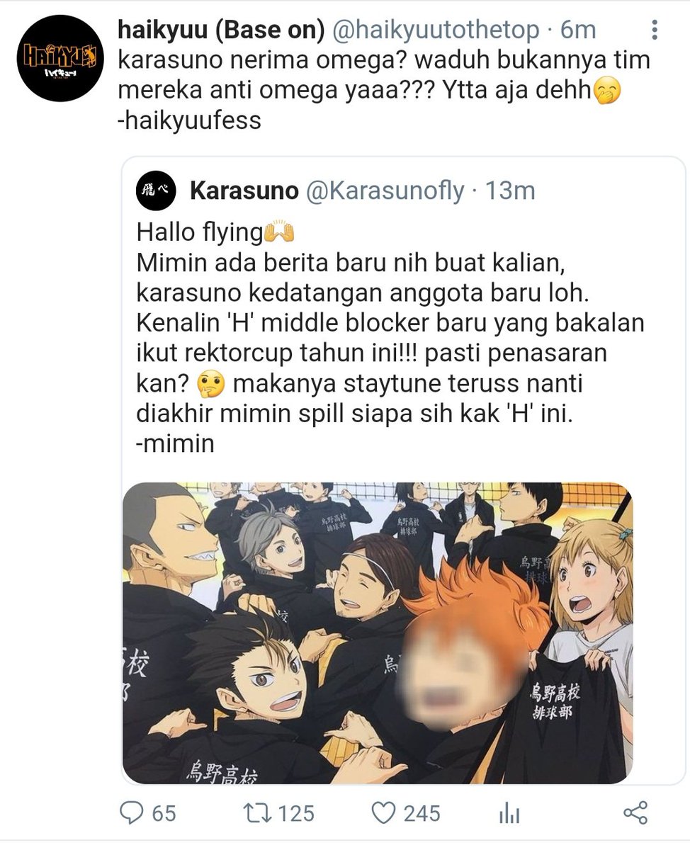 rreinnierjr's tweet photo. #tsukihina abo! 🔞
gimana cerita kalau karasuno klub voli FEB yang khusus alpha dan di kaptenin sama kei malah kemasukan omega? dan lebih lucunya lagi, omega yang namanya hinata itu ternyata matenya sendiri. https://t.co/UGbKW3LccP