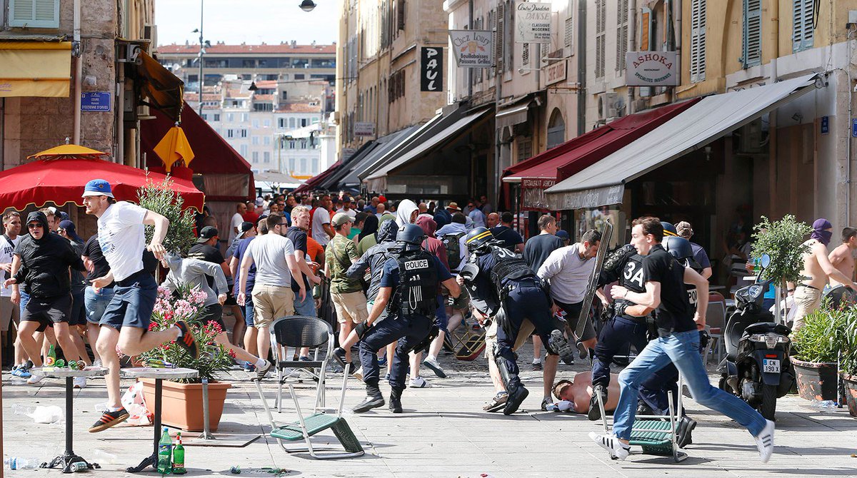 Awaydays23's tweet photo. ON THIS DAY 2016: England and Russia Riots in Marseille https://t.co/Gtqnspl01d