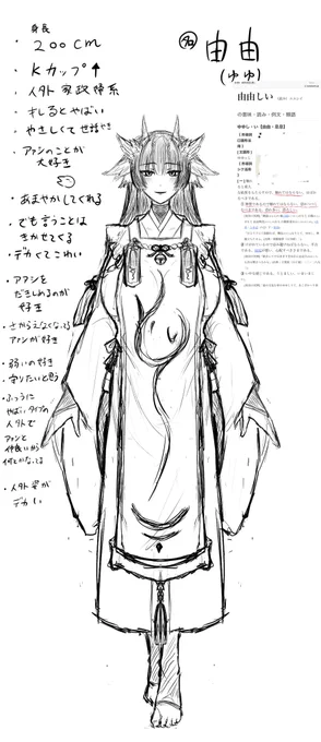 電車で練ってた創作子キャラデザ。恐らく暫くしたら爆誕するうちの子。デカい女大好き〜🎶 