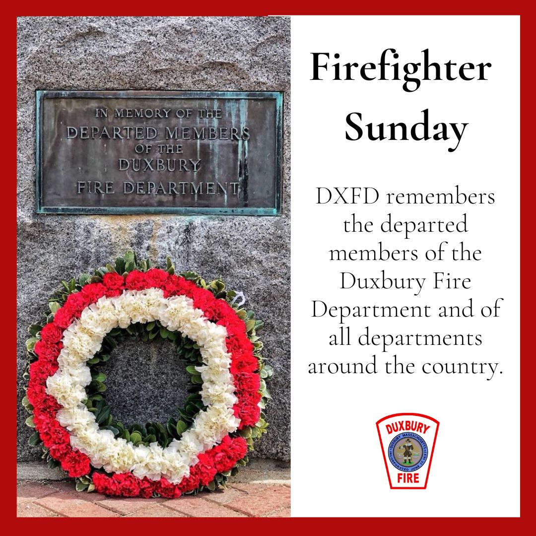 DXFD_PIO's tweet photo. Today, DXFD remembers the departed members of the Duxbury Fire Department and of all departments around the country.
#DXFD #FirefighterSunday https://t.co/xI4EuXoxrg