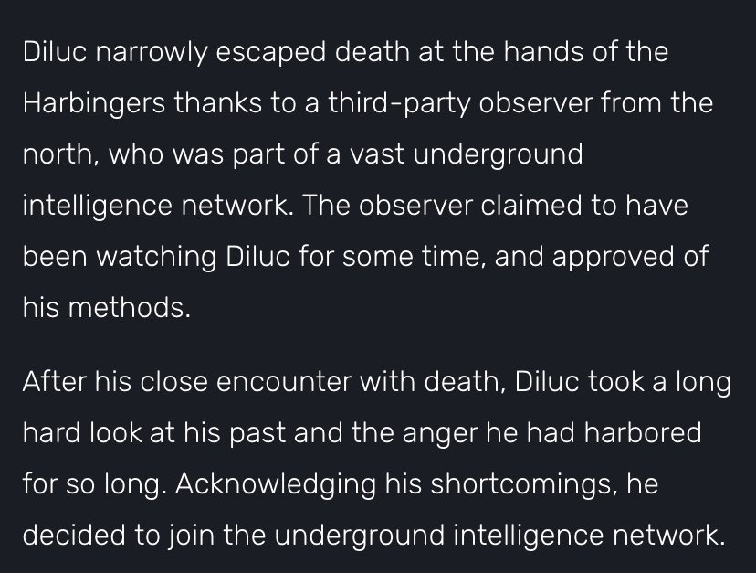 DailyDilucRag's tweet photo. It‘s been almost 4 years and despite that we still know so little about Diluc. So many unanswered questions… What is that underground intelligence? Why did Crepus possess a delusion? His mother being a witch of hexenzirkel allegations? HYV!! WE NEED ANSWERS!! https://t.co/2glC0o4BsQ