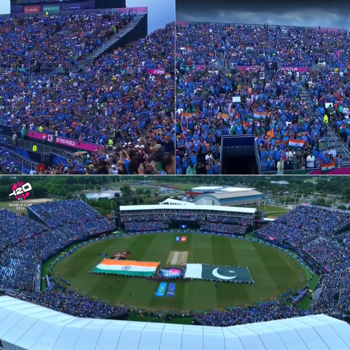 Cricketracker's tweet photo. New York is vibing for #INDvPAK 🏟️

📸: Diseny + Hotstar