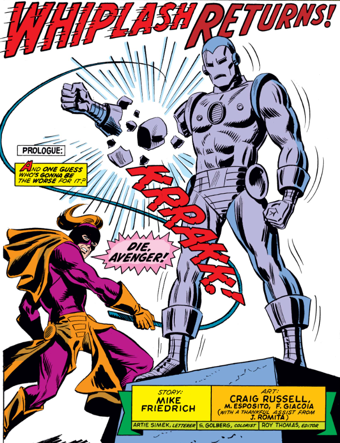 MarvelADay's tweet photo. #MarvelADay #IM62 #IronMan62 Several questions are generated by this opening page: Did Whiplash seriously go to the trouble & expense of making an Iron Man statue only to use it as target practice? And why is a horsetail coming out the top of his head? - crs https://t.co/BvW7ECdQ2u