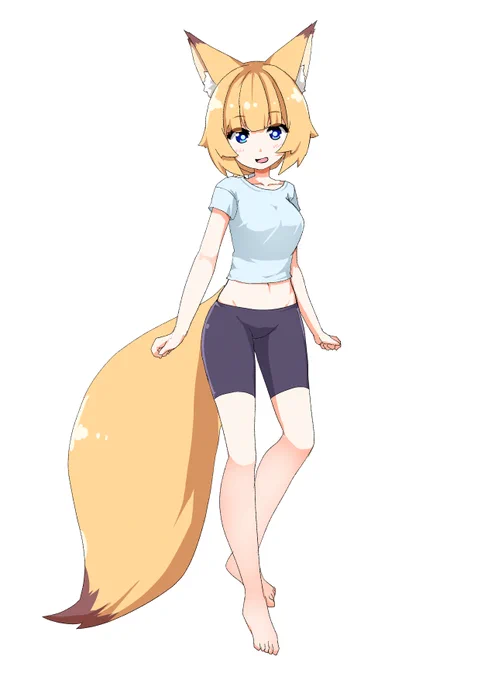 オリキャラリデザイン尻尾はぶっとい方が好き 