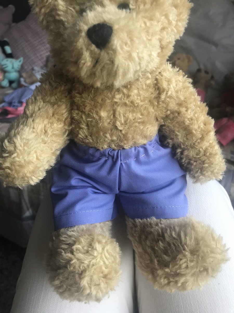 FredTedOlga's tweet image. Thirteen #ShortsTutorial now it’s time to turn them the right way round. Giles doesn’t mind how they’re stitched &he doesn’t have a tail which made it a little easier. You will get better - but look - if Giles had a jumper on - no one sees the stitches &he’s ready for the beach