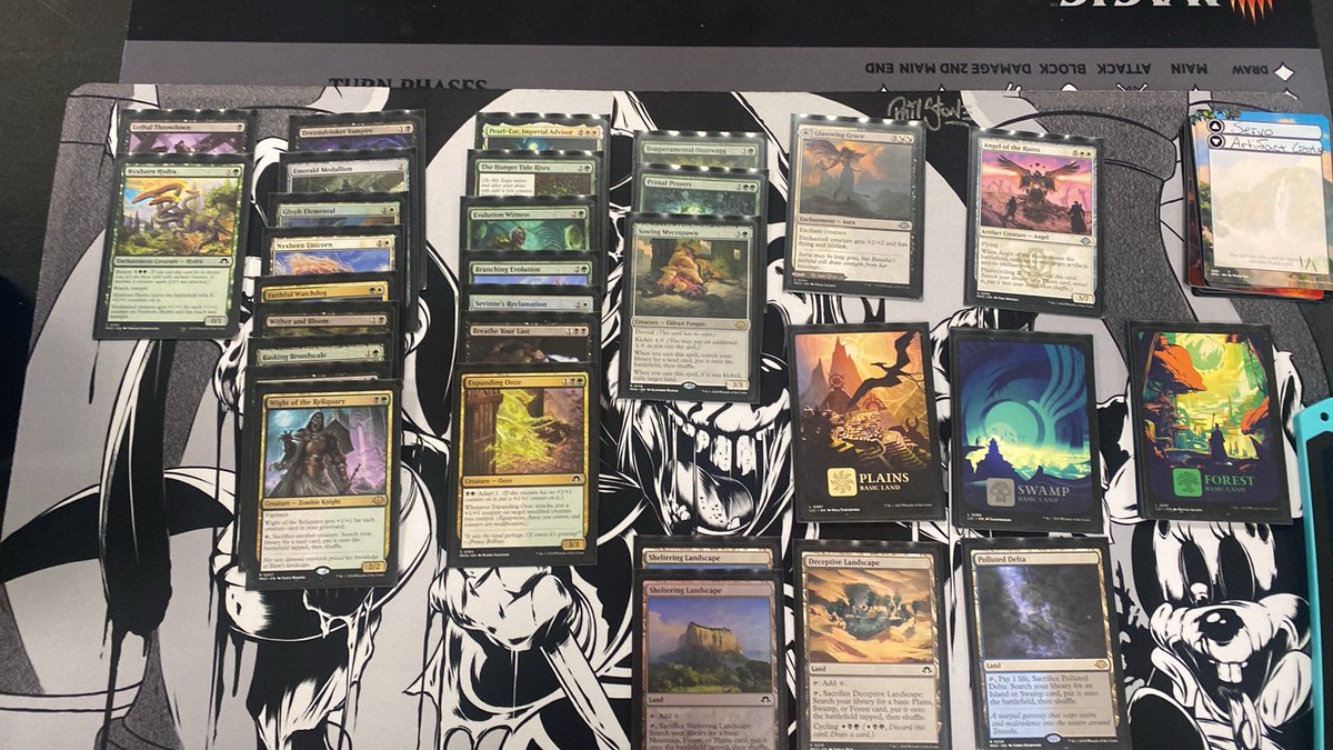 CrypticC174's tweet photo. 3-0 at pre-release last night. (It shows 4 rounds but we played 3) Pearl Ear was really good with the bestow creatures and Wight was really good with Hunger Tide. Fun set was fun. https://t.co/4QLNJBn689