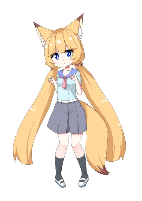 オリキャラリデザイン尻尾控えめ 