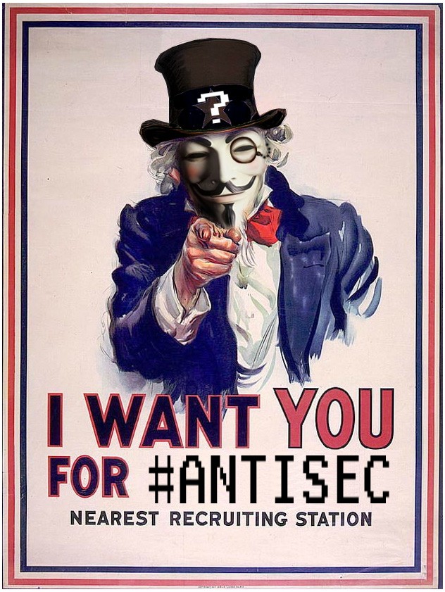 TCX_SAO's tweet image. You arent the first come up with this idea. :D

Who's about it?

#AntiSec 
#MeMBu 
#Telecomix
#Datalove
#Anonymous 
#ExpectUs