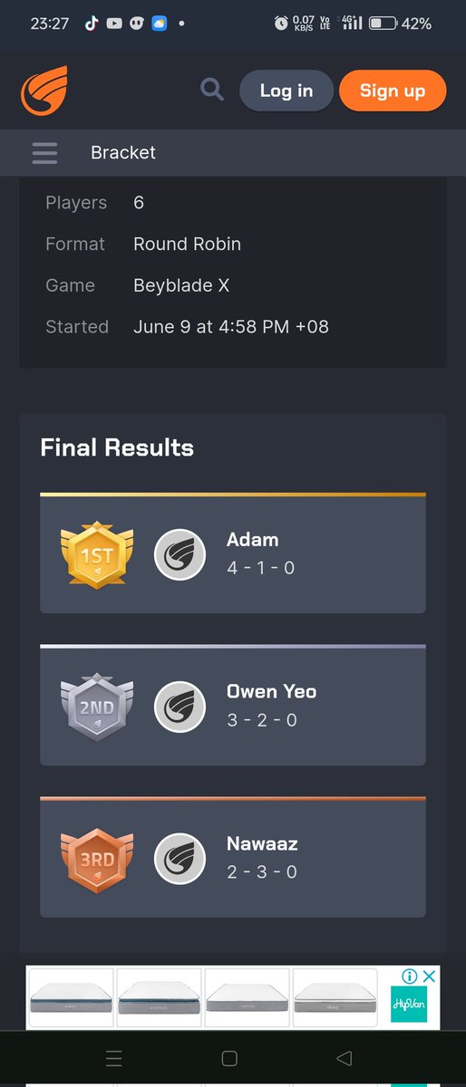 HasniSolo80's tweet photo. G3 CWP 6pm
9 June 2024
After a 2 weeks detox from G1, Adam clinched the top spot in a new league format 🔥💯
#beybladesg #AdamSolo #beybladex https://t.co/ILRC64IzdY