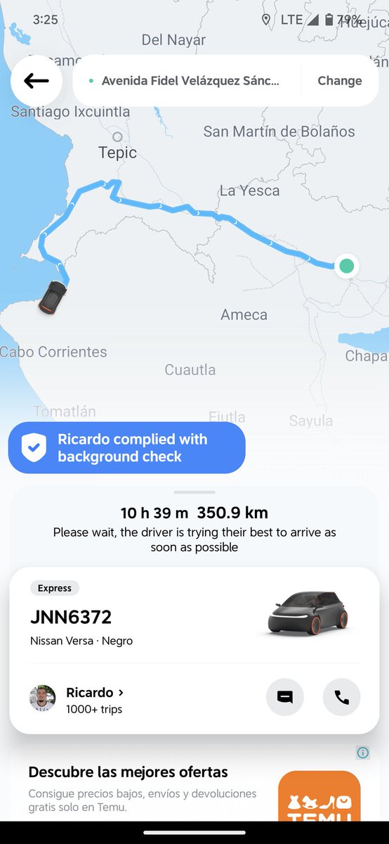 roberto_jose98's tweet photo. @DiDi_Mexico pedí un Didi desde el viernes el conductor no pasó por mi, ahora está en Vallarta y no ha cancelado el viaje ¿Pueden ayudarme? https://t.co/hBZ9yQLU3X