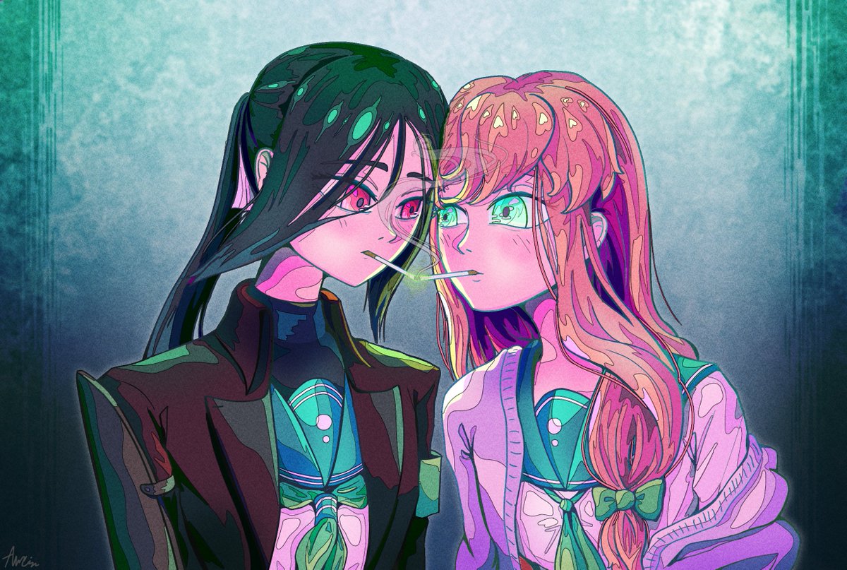 Arcsiin_'s tweet photo. 火をつける

#OC #art #digitalart #80sanime #90sanime #aesthetic #retrowave #vaporwave #synthwave #retroanime #aestheticanime #Arcsin #80年代風 #セーラー服 #女の子 #創作 #シガレットキス #煙草 #喫煙 #百合 https://t.co/aOJE0NNlEH