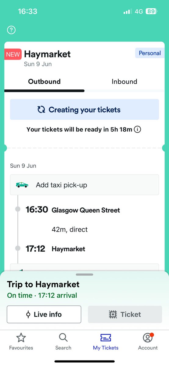 Danielleyouds's tweet photo. Hey @thetrainline , any reason why my tickets won’t be “created “ until 5 hours and 10 mins after my journey ? 😂 https://t.co/MQdEeCvJIa