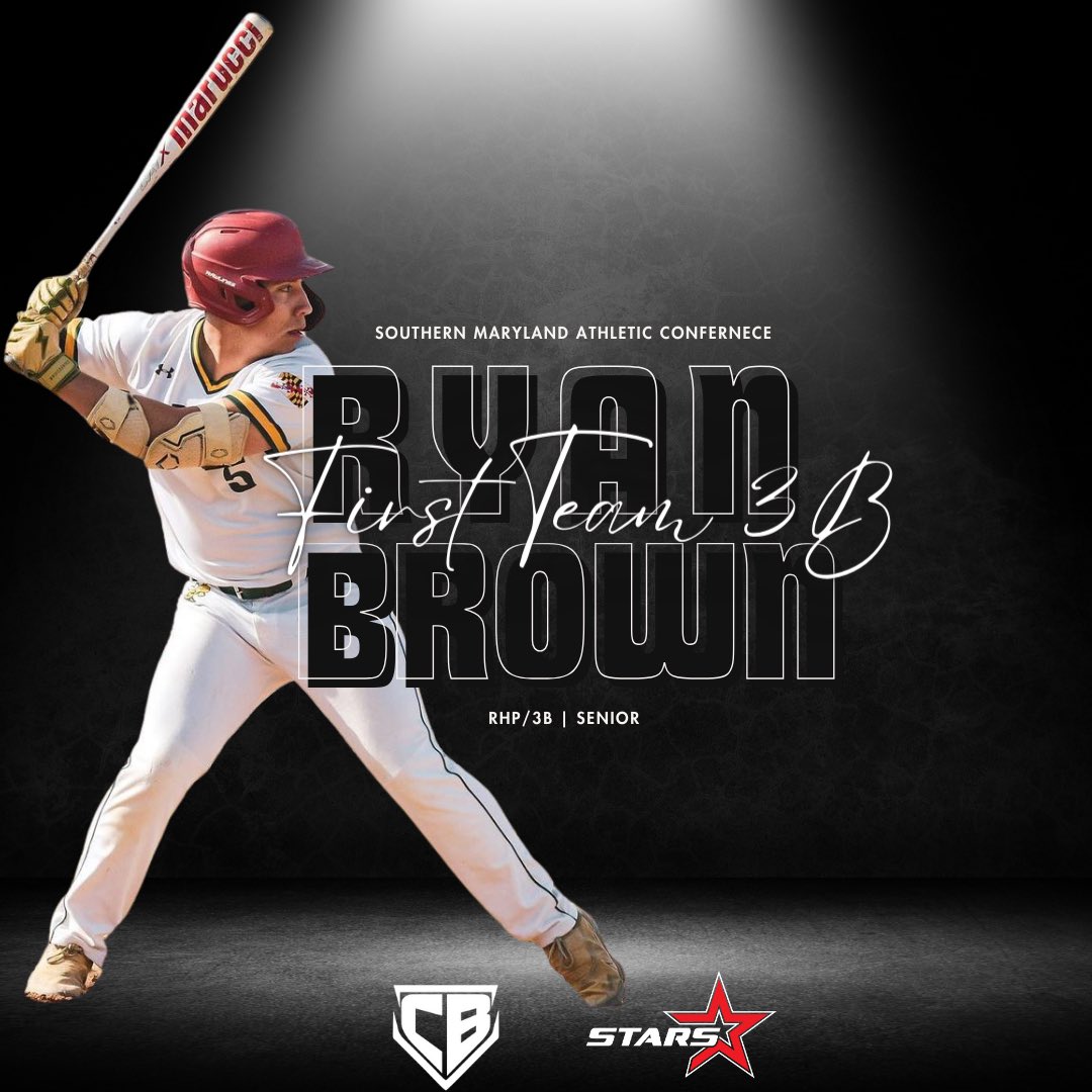 STARSBASEBALLVA's tweet photo. ⚾️🏆 We’d like to congratulate Ryan Brown (@RyanBrown_53) of Great Mills High School for earning SMAC Player of the Year and First team 3B honors! Well done, Ryan! 🌟👏

@colangelobasbll @GMillsBaseball 

#POY #starsshowcasebaseball #train #develop #compete #awardsseason https://t.co/e6p2G8dAXn