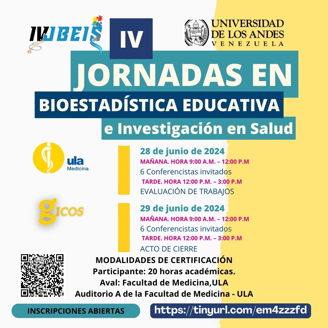 Conferencistas de las IV Jornadas en Bioestadística Educativa e Investigación en Salud. 28 y 29 de junio de 2024. Facultad de #Medicina #ULA
