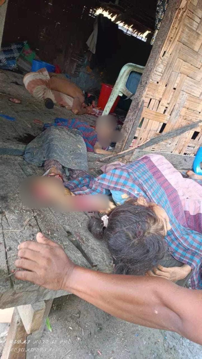 nslwin's tweet photo. Amid fighting between the Myanmar military and the Arakan Army (AA) in Rakhine State's Maungdaw Township, artillery shells hit the Habi West Rohingya hamlet of Thi Ho Kyun village tract today, resulting in 6 deaths, including two children, and 7 injuries, including four children. https://t.co/p4qOlzJNXf