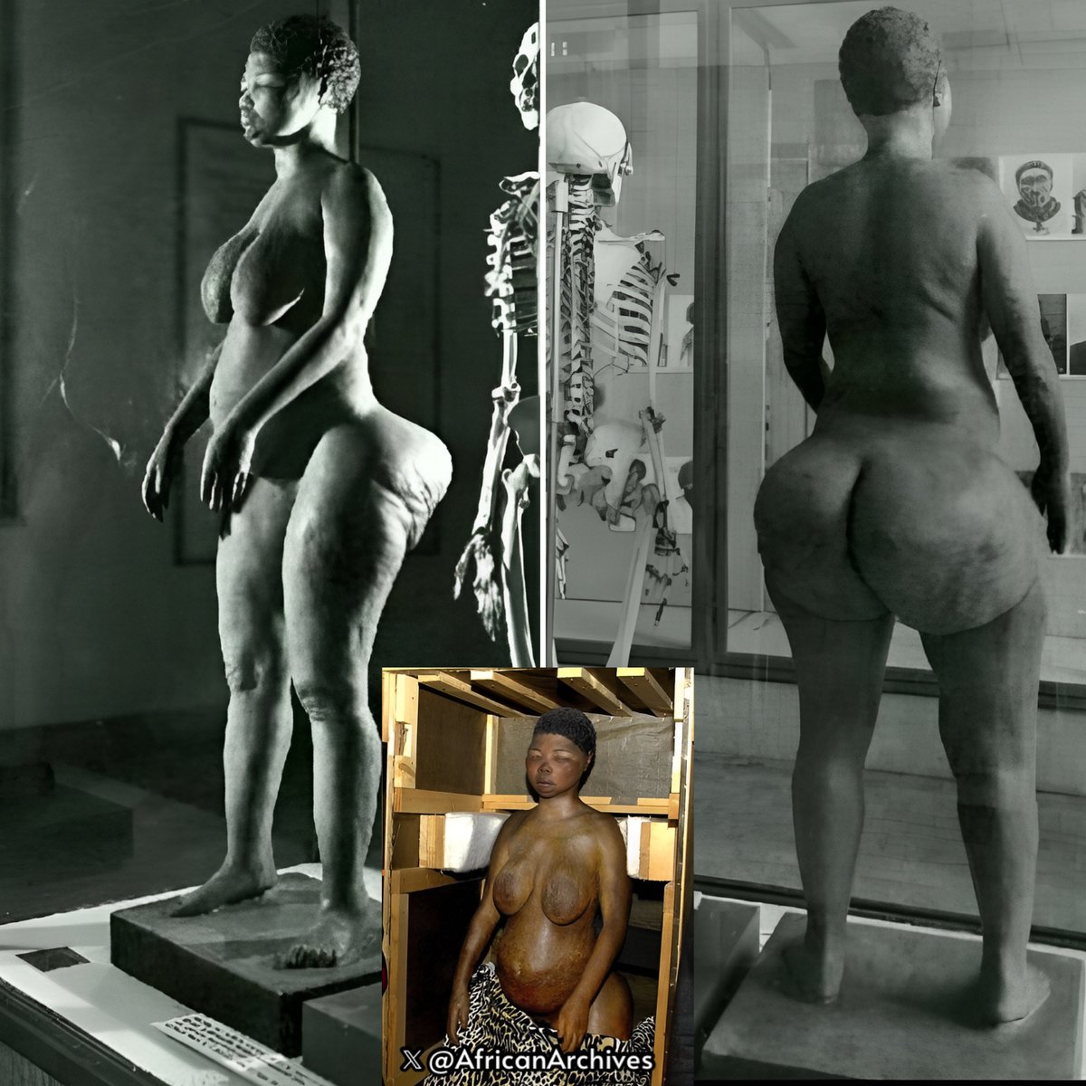 AfricanArchives's tweet photo. Sarah Saartjie Baartman was cruelly exploited in Europe by being exhibited as a freak show attraction because of her protruding butt. After her death, her body was displayed in a Paris museum for over 100yrs.  

The exploitation of Sarah Baartman.

A THREAD! https://t.co/Dm1zK3Vkqc