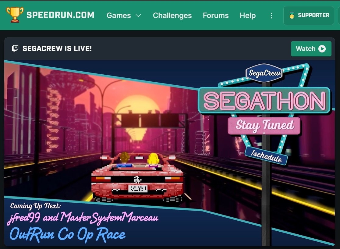SMS_8bit's tweet image. That was an incredible honour to be featured on the @speedruncom main page for @crew_sega racing on #OutRun alongside @jfred99 with AlphaNerd for commentary!
The race was intense, the pressure was high.
VOD link will be posted below 👇