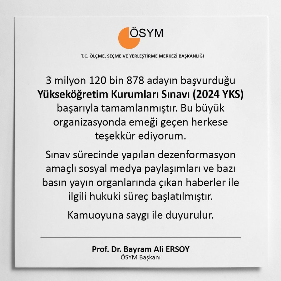 mebguncelcom's tweet photo. ÖSYM, "YKS sorularının sızdırıldığı" iddiaları hakkında hukuki süreç başlatıldığını açıkladı. https://t.co/ZgY8FdBsuf