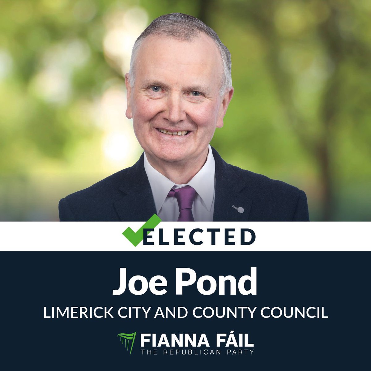 Congratulations to Joe Pond, elected to Limerick City &amp; County Council.
