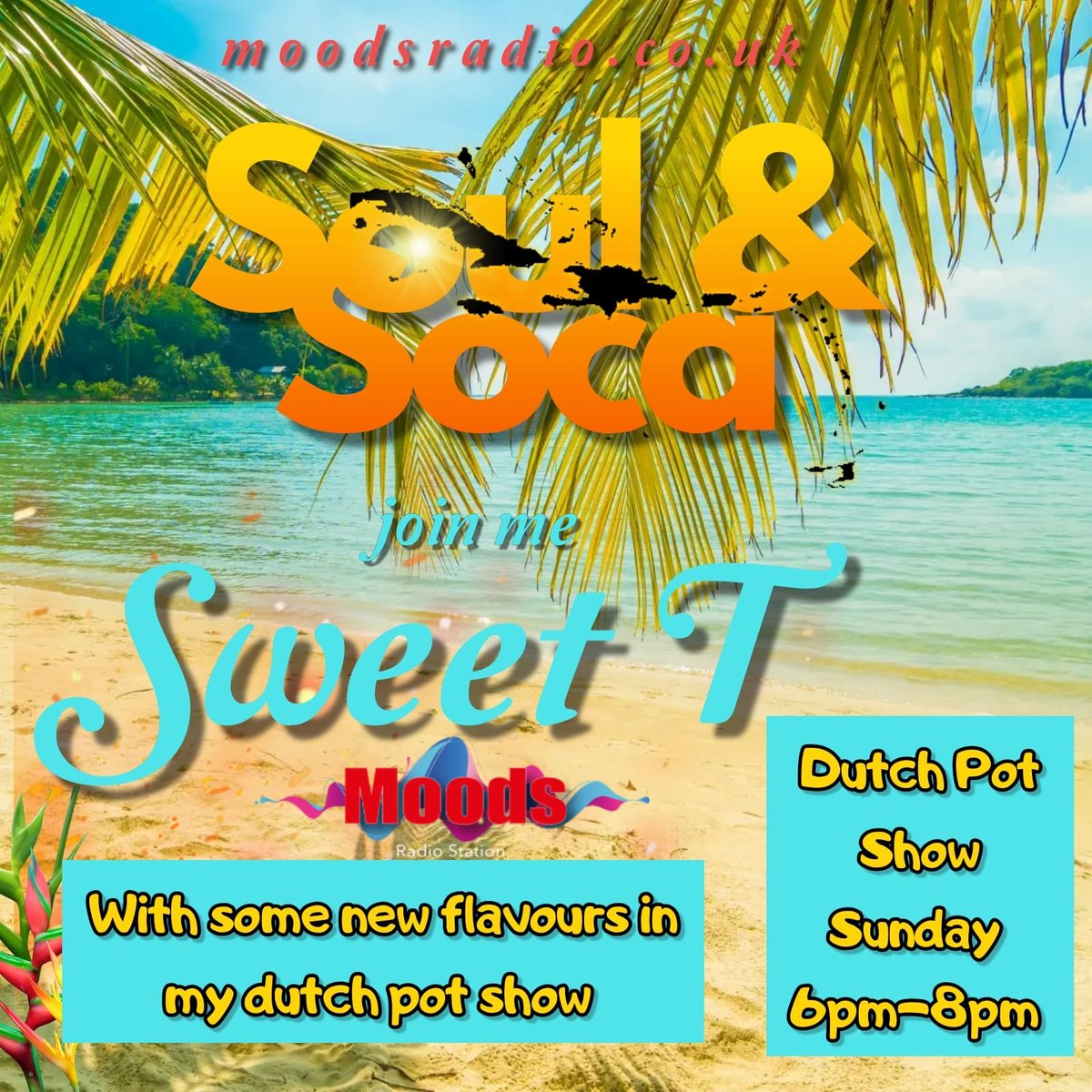 MoodsRadioUK's tweet photo. *UK COMMUNITY RADIO STATION*
Soul & Soca
Sweet T
6pm-8pm π¬π§
The Dutch Pot Show
#DutchPotShow #SweetT #OnlineRadioStation #Music #Online #Radio #TuneIn #OnlineRadio #internetRadio #SundayEvening #SundayVibes #SundayMood #SundayNight #SundayMotivation #Reggae #SOCA #Vibes #Soul https://t.co/aWuFQeS3uV