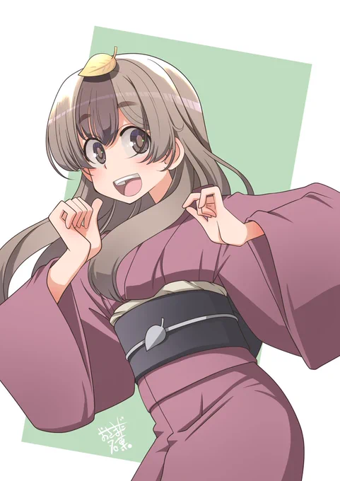 まめだちゃんというと緑の着物のイメージが強いので違う色の着物を描いてみた。思ってた以上にイメージが変わるね。丁寧に仕上げていくと絵の勢いが消えるのが昔からの課題だなあ。#しっぽな#うちの師匠はしっぽがない 