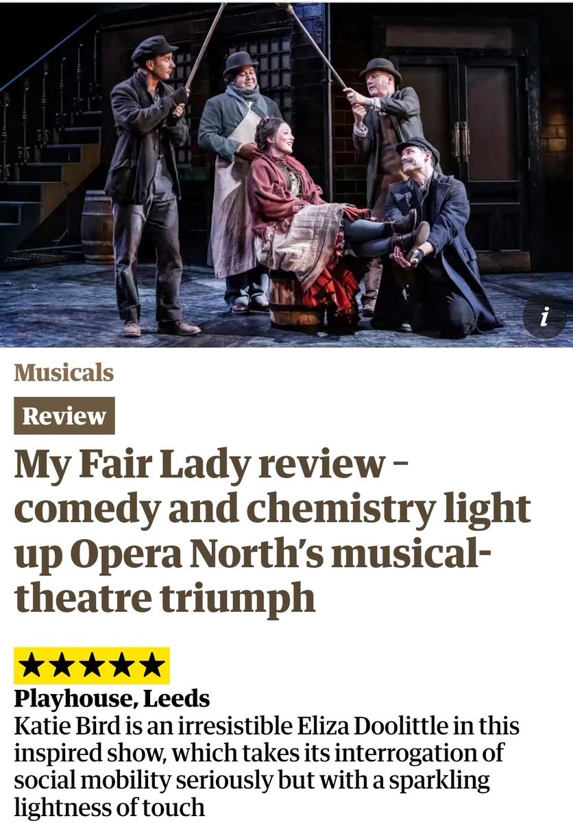 🌟🌟🌟🌟🌟 for our #MyFairLady <a href="/LeedsPlayhouse/">Leeds Playhouse</a> <a href="/Opera_North/">Opera North</a>