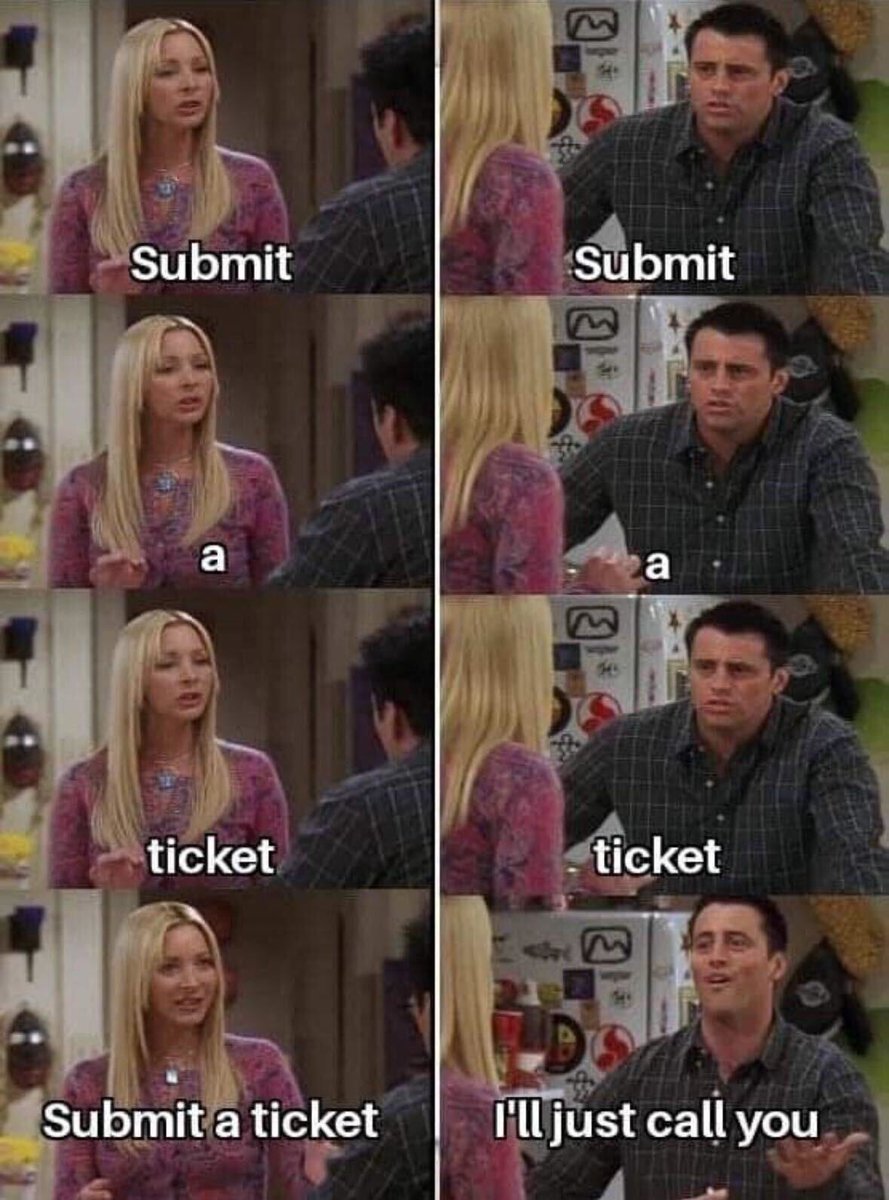 KevTechSupport's tweet photo. Happens to IT all the time lol.
Happy Sunday!
#itsupport #itsupportspecialist #helpdesk #helpdesktechnician #servicedesk #cybersec #cybersecurity #systemadmin #desktopsupport #desktopsupporttechnician #careers #ticketingsystems #informationtechnology #networkadmin https://t.co/imesUIxx6f