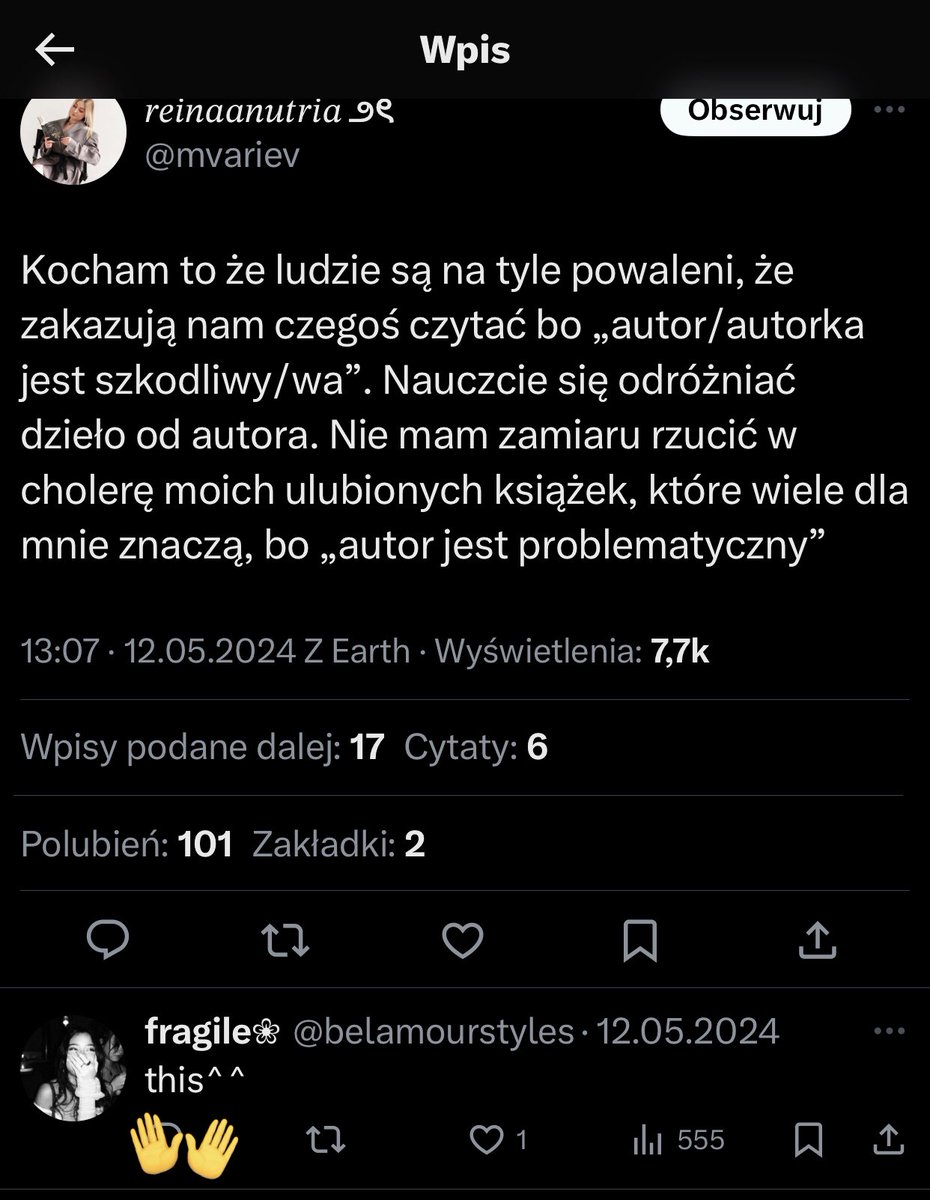 readsbooky's tweet photo. @belamourstyles czyli to nie ty napisalas?? sory ale nie rozumiem po co tak klamac XDD dobrze o tym wiedzieliscie, nie mowie ze wszyscy ale widac teraz kto faktycznie dopiero sie o tym dowiedział a kto kłamie żeby sie wybielic. oddzielanie twórcy od dzieła w takim temacie nie powinno mie miejsca https://t.co/2BK3LtDrmm