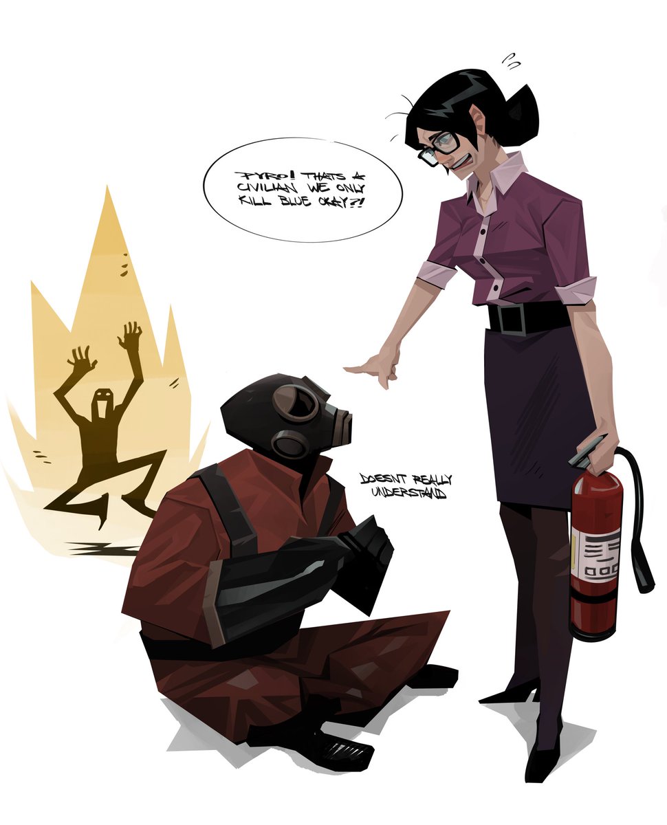 DisappointingG5's tweet photo. Pyro and Ms. Pauling ^_^
#tf2 #Fanart #art https://t.co/qUSWorBcGk