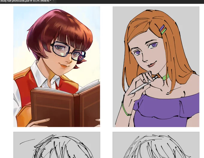 progress for these mystery inc photocards is a little slow for my liking..

i'm getting still used to the painting workflow again, but at least i've started on the next character 🥲 