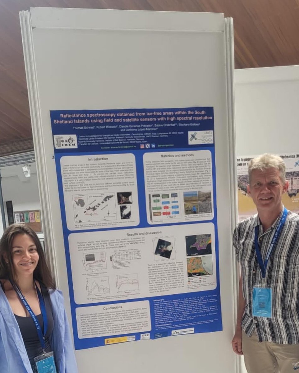 projectgeochem's tweet photo. The following communications were presented as part of the GEOCHEM project 🇦🇶 at the XX Congreso of the AET 🛰️ (Agencia Española de Teledetección) by PhD Student Claudia Gimenez and Dr. Thomas Schmid from @CIEMAT_OPI 
#GEOCHEM #Antarctica #research #remotesensing #AET https://t.co/ICCM8878mv