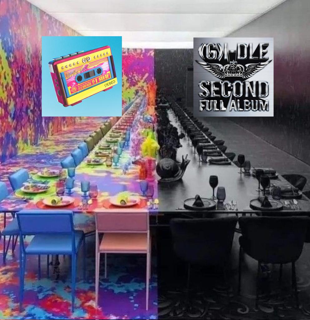 GidleAesthetic's tweet photo. (G)i-dle's duality this year.

"I SWAY"                                     "2" https://t.co/LYhI2eJkyr