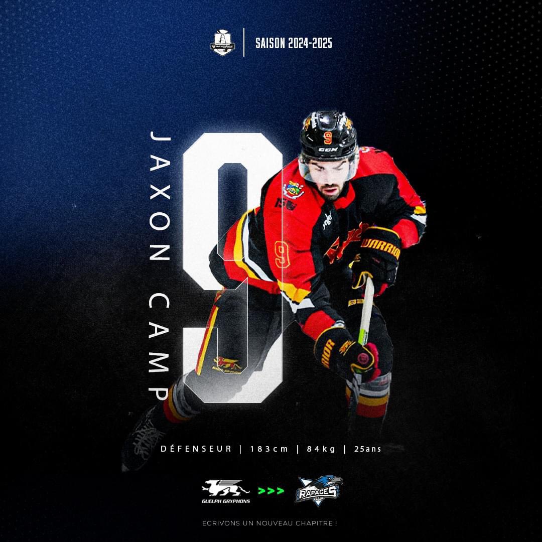 Lesrapacesdegap's tweet photo. Jaxon Camp rejoint le groupe ! ✅
Un profil intéressant s'ajoute au reste de l'équipe. Jaxon est un défenseur canadien de 25 ans. Solide en défense avec son gabarit de 1,83 m et 84 kg, il pourrait aussi apporter offensivement grâce à son intelligence de jeu. https://t.co/GrHXFZS8Rb