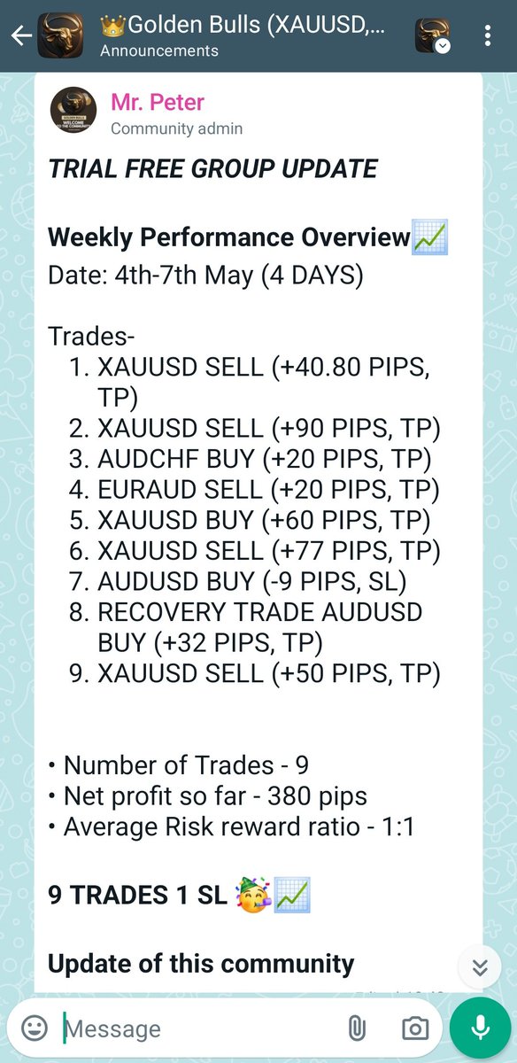 ¿POR QUÉ DEJARSE EN 1 OPERACIÓN CUANDO PUEDES TENER 3-5 OPERACIONES EN UN DÍA POR 2 DÍAS GRATIS📈🎯

ÚNETE A MI COMUNIDAD PARA OBTENER OPERACIONES RENTABLES EN FOREX $ORO O ÍNDICES 👇🏻💸
chat.whatsapp.com/JO0rClr3eUvHmV…

#FelizDomingo #XAUUSD