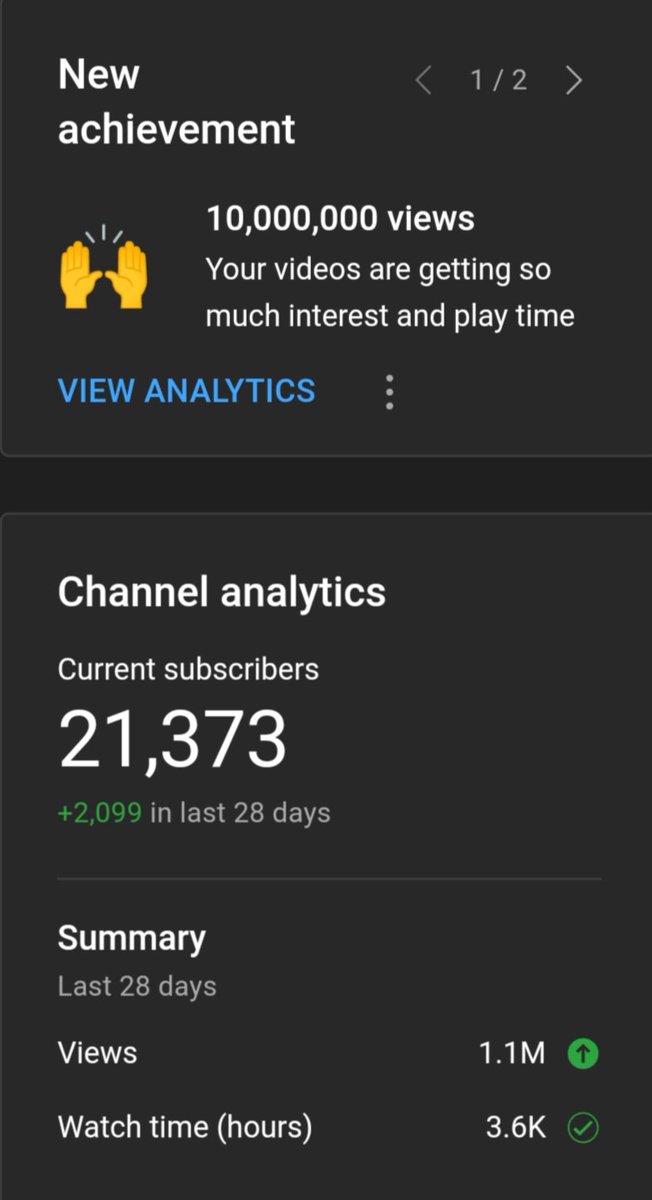 1 crore total views on my YouTube channel 💖 <a href="/YouTubeCreators/">YouTube Creators</a> <a href="/YouTubeIndia/">YouTube India</a> <a href="/YouTube/">YouTube</a> <a href="/TeamYouTube/">TeamYouTube</a>