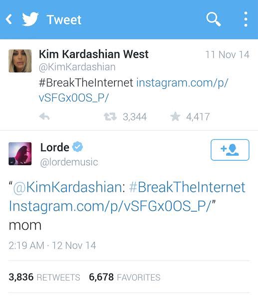 purplbase's tweet photo. lorde explaining why she called kim "mom" on twitter https://t.co/e3wyf7AdBB