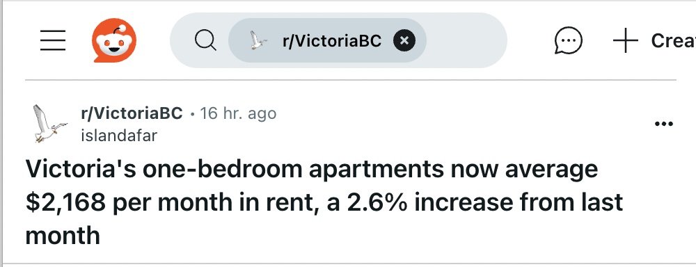 PropertyRtsBC's tweet photo. Victoria rents have increased month over month. Of course. Forcing owners of expensive LEGAL vacation rental zoned downtown condos to rent long term means higher rents to cover their costs. Trending up.  #fail @CityOfVictoria @mattdellok @rightstoday @DaveThompsonVIC @bcndp @Dave_Eby @Adam_Stirling