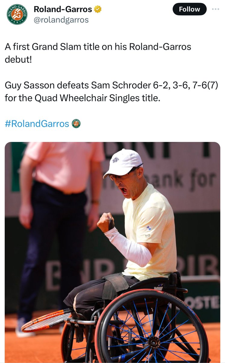 sdblepas's tweet photo. C’est bizarre @rolandgarros des fois tu mets les drapeaux et des fois pas ?

Quelques choses contres les athlètes en chaises roulantes, ou c’est autre chose ?? https://t.co/GHQHnY4wAJ