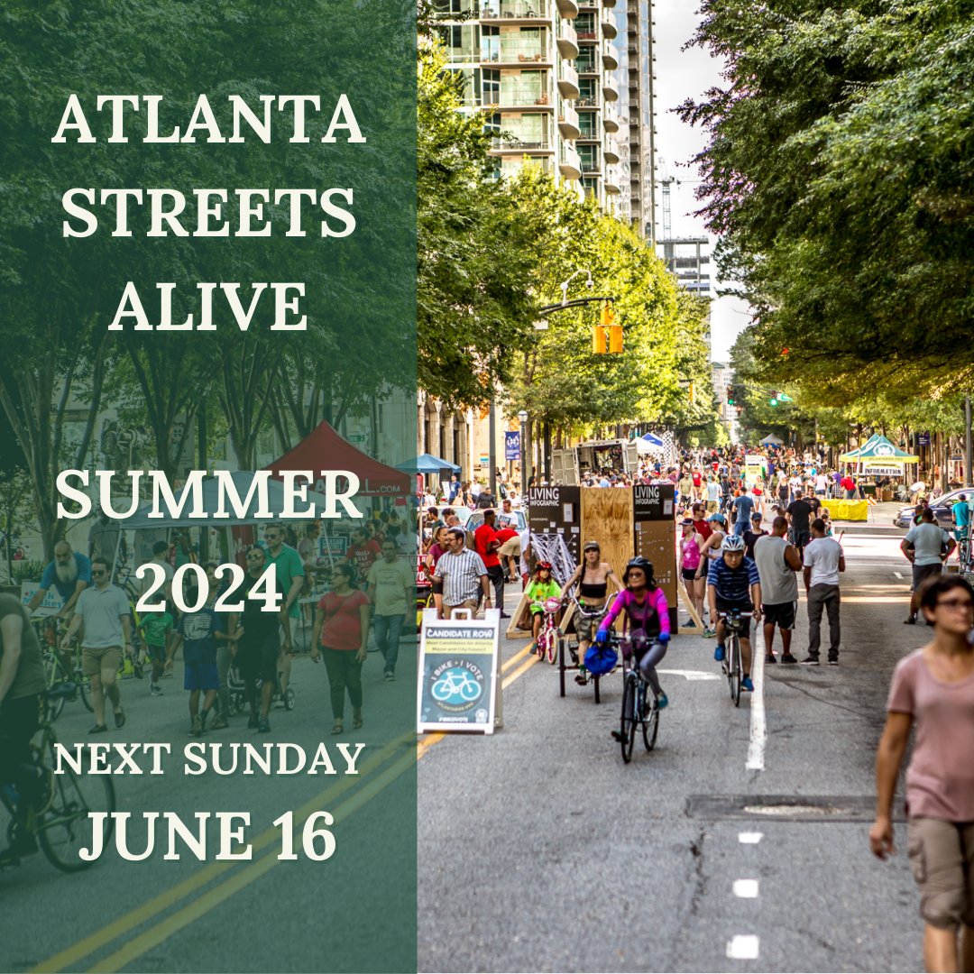 PATHFoundation's tweet image. The next Atlanta Streets Alive Summer Sunday is NEXT week! We can't hardly wait to see you there. Swing by our Trails ATL to weigh in the future of ATL's trails🌳

#atlstreetsalive #pathfoundation #wherewillyourpathlead #trailsatl