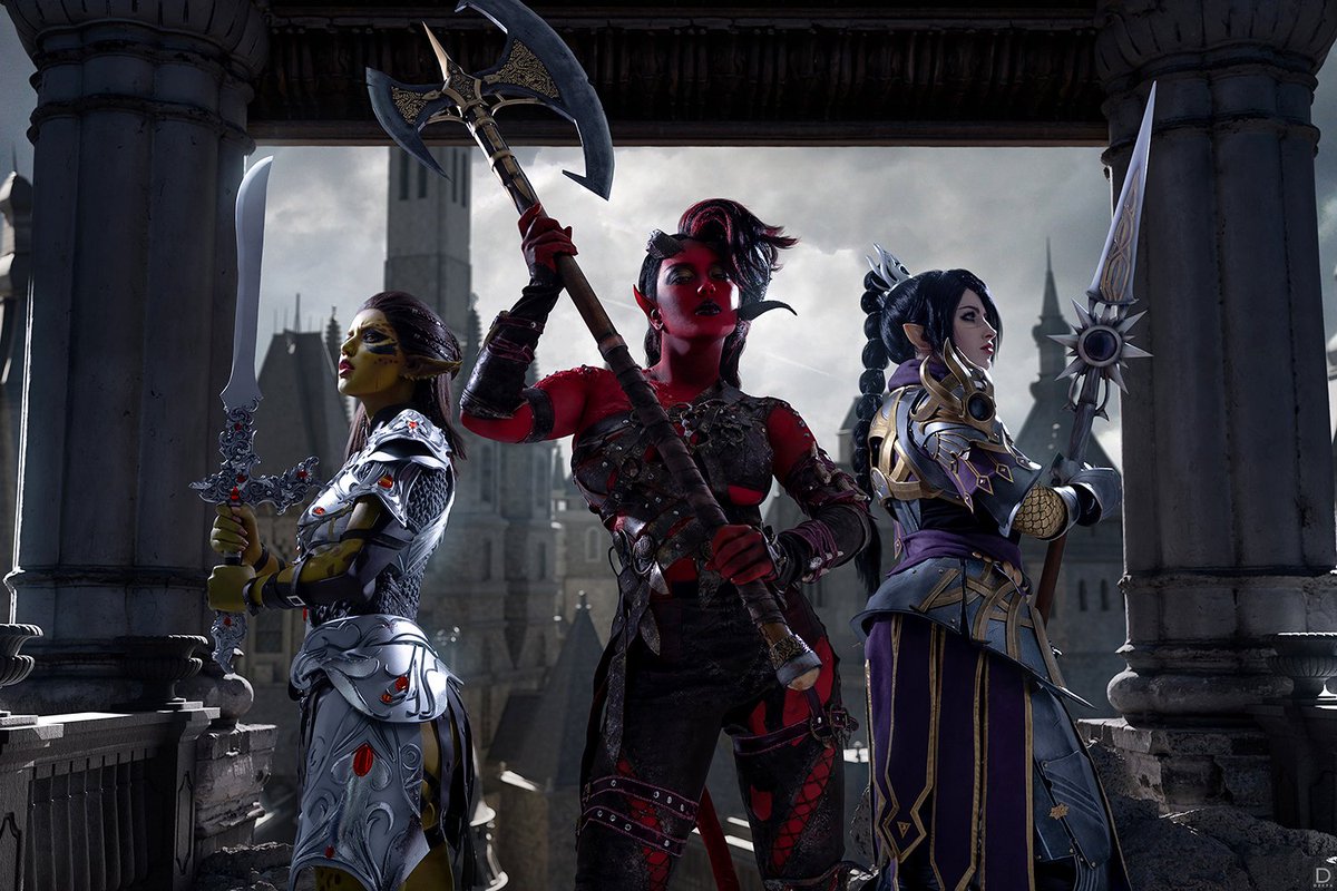 Lada_lyumosCOS's tweet photo. Tonight let me present you our epic collab – @MelamoriNyan @zoevolf and I are ready to become your perfect party to explore Baldur’s Gate 🙌

Let’s start our adventure… Now, roll the dice 🎲

#shadowheart #laezel #karlach #bg3 #cosplay https://t.co/1rul07cnTX