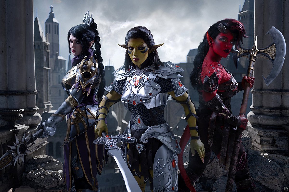 Lada_lyumosCOS's tweet photo. Tonight let me present you our epic collab – @MelamoriNyan @zoevolf and I are ready to become your perfect party to explore Baldur’s Gate 🙌

Let’s start our adventure… Now, roll the dice 🎲

#shadowheart #laezel #karlach #bg3 #cosplay https://t.co/1rul07cnTX