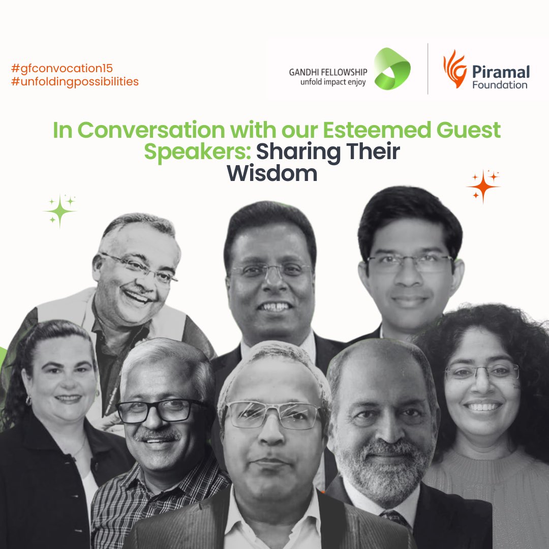 thegfprogram's tweet image. Exciting news, Batch 15 Fellows! Visionary industry experts will be conducting interactive sessions at the convocation. Learn and connect with these leaders. Stay tuned for more!

#Gandhifellowshipbatch15 #Unfoldingpossibilities #PiramalFoundation #Convocation #GFConvocation15