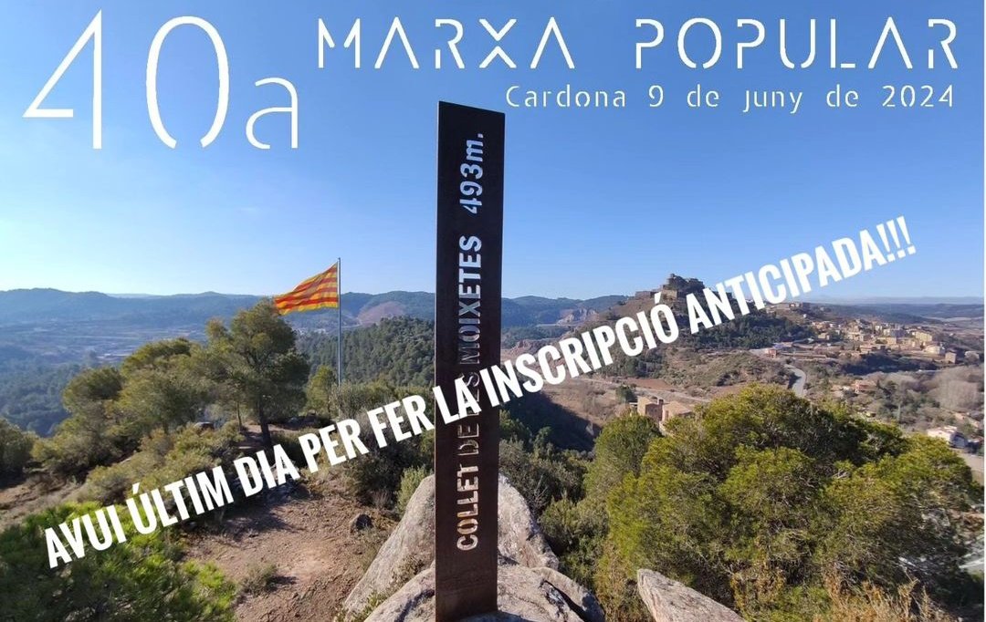RitaPiguillem's tweet photo. El #CentreExcursionistadeCardona ha organitzat la Marxa popular. Aquest cop la 40ena XL.
Felicitats Camàlics per l'organització, els avituallaments d'aigua,begudes vàries,fruita a dojo,entrepans i pels super regals de la samarreta i la tassa.
#SumantKms #Enforma @ajtcardona https://t.co/xZVh9fVnDC