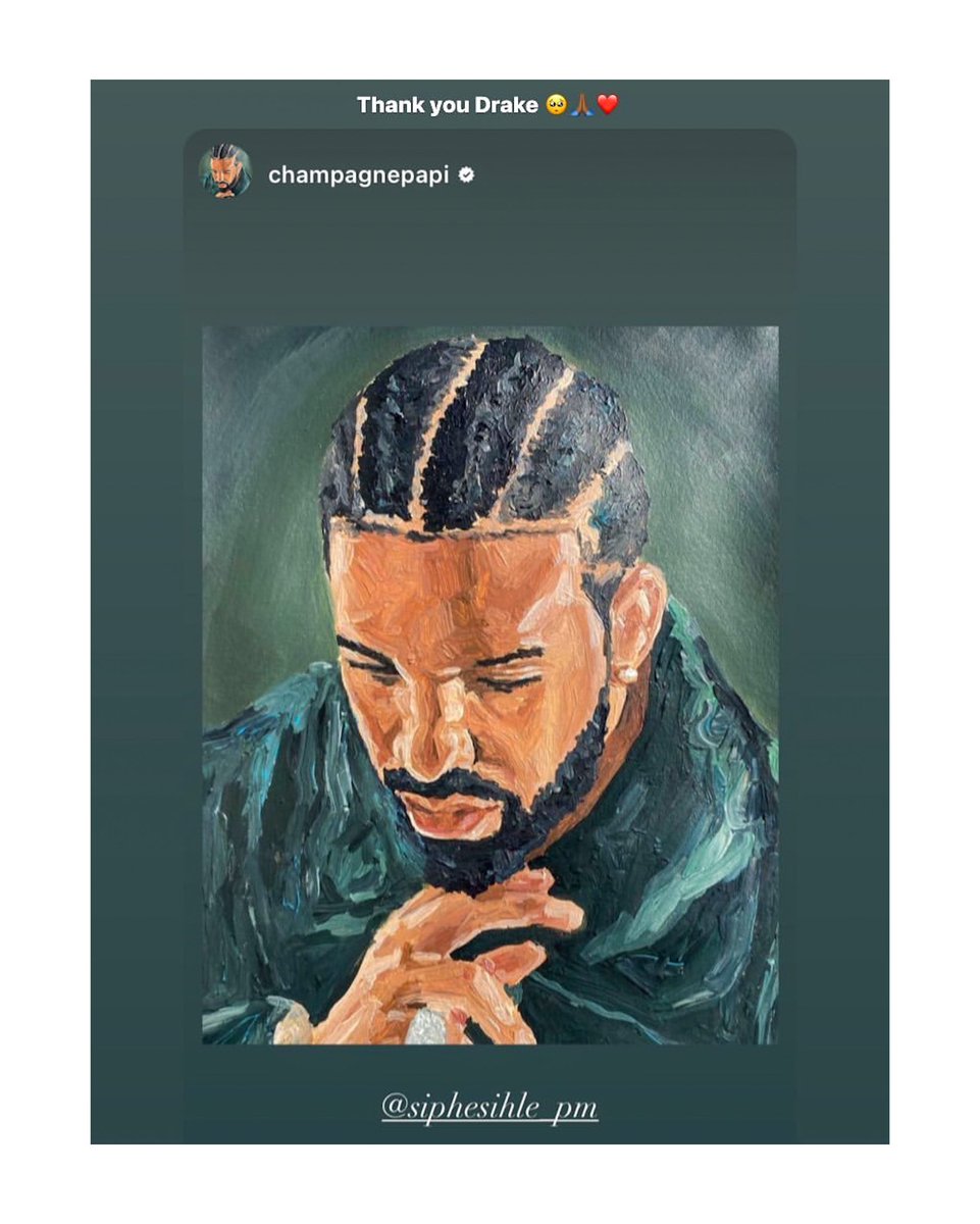siphesihle_pm's tweet photo. When Drake reposted my painting and made it his profile picture for a month straight in 2022 > https://t.co/6tcRJRFCbl
