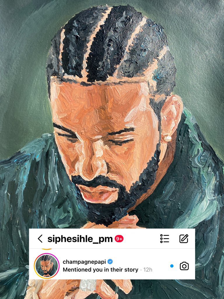 siphesihle_pm's tweet photo. When Drake reposted my painting and made it his profile picture for a month straight in 2022 > https://t.co/6tcRJRFCbl