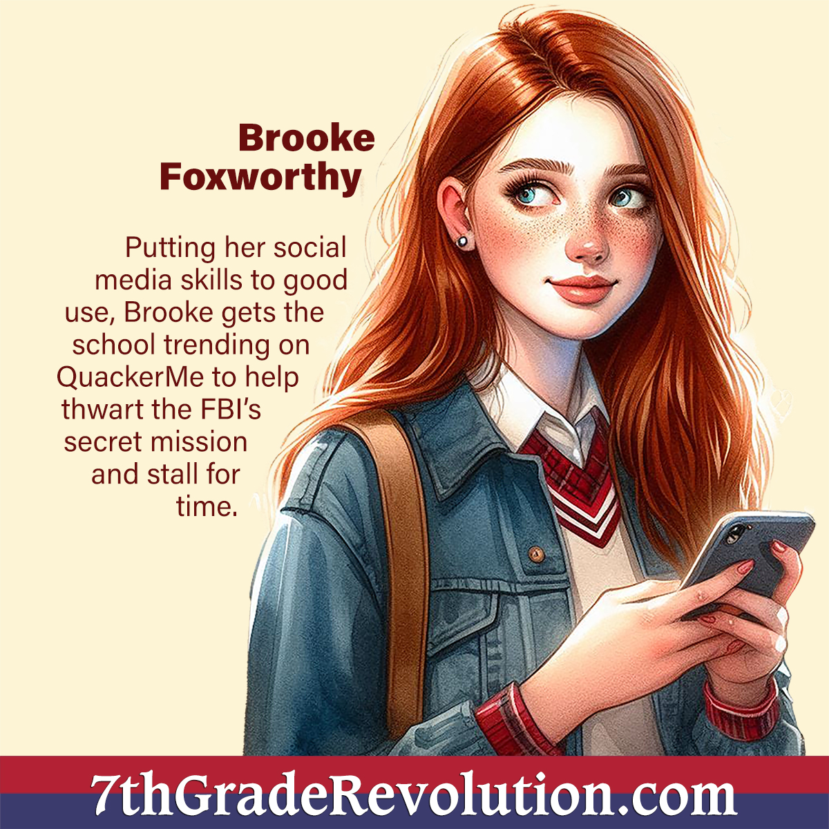 Get to know … Brooke Foxworthy!

Brooke is smart, cunning, and she’ll stop at nothing to keep her school safe.

Who is your favorite #character from 7TH GRADE REVOLUTION?

#7thGradeRevolution #bookstoread #MGbooks #mustread #bookish #lianagardner
