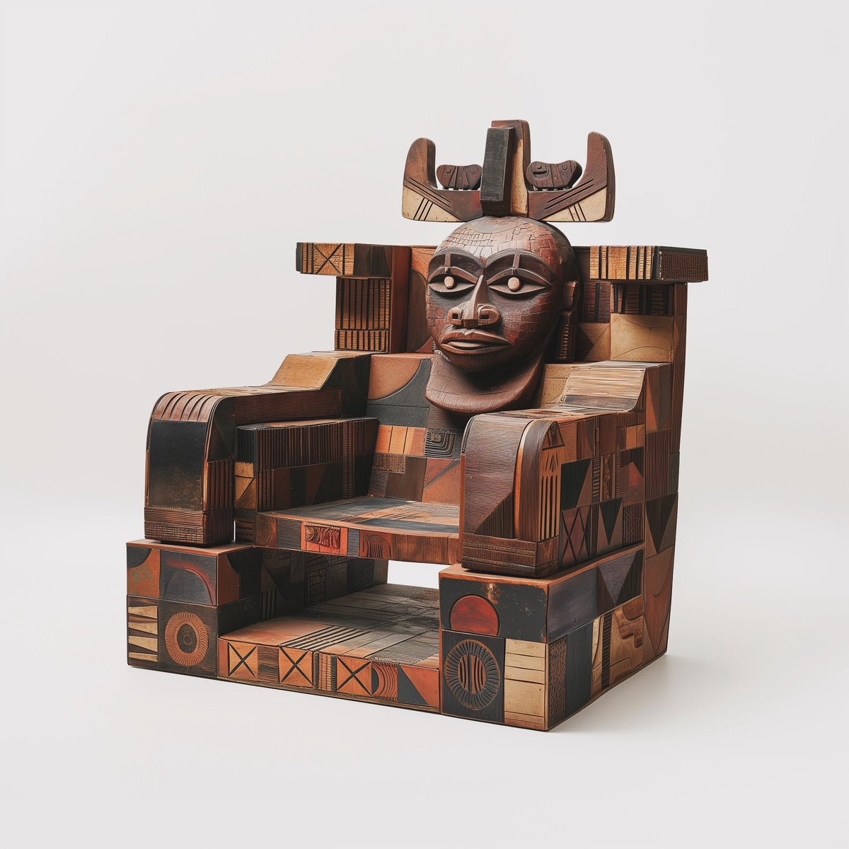 IsThatJeff's tweet image. A chair made out of African masks.

Generated in Midjourney v6